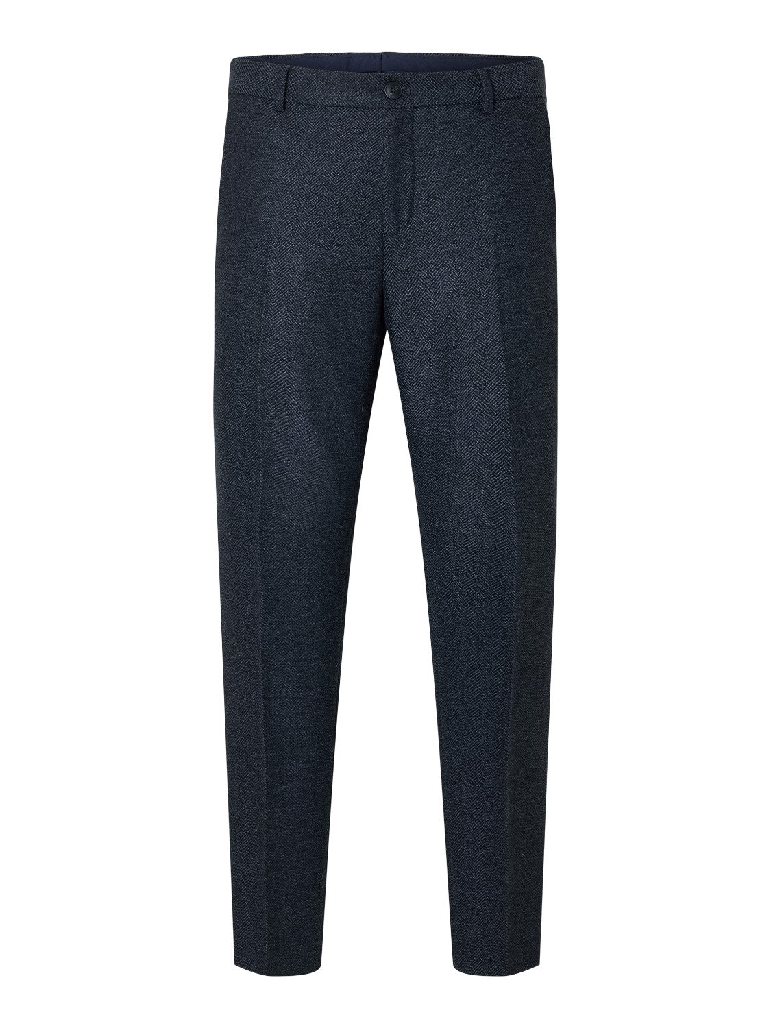 Slim Isac Navy Herringbone Trousers