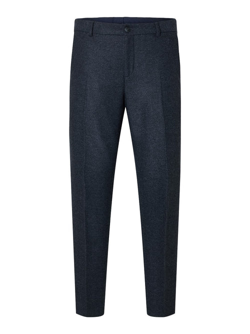 Slim Isac Navy Herringbone Trousers