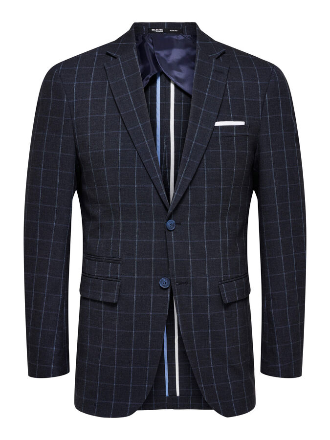 Slim Oasis Linen Navy Check Blz