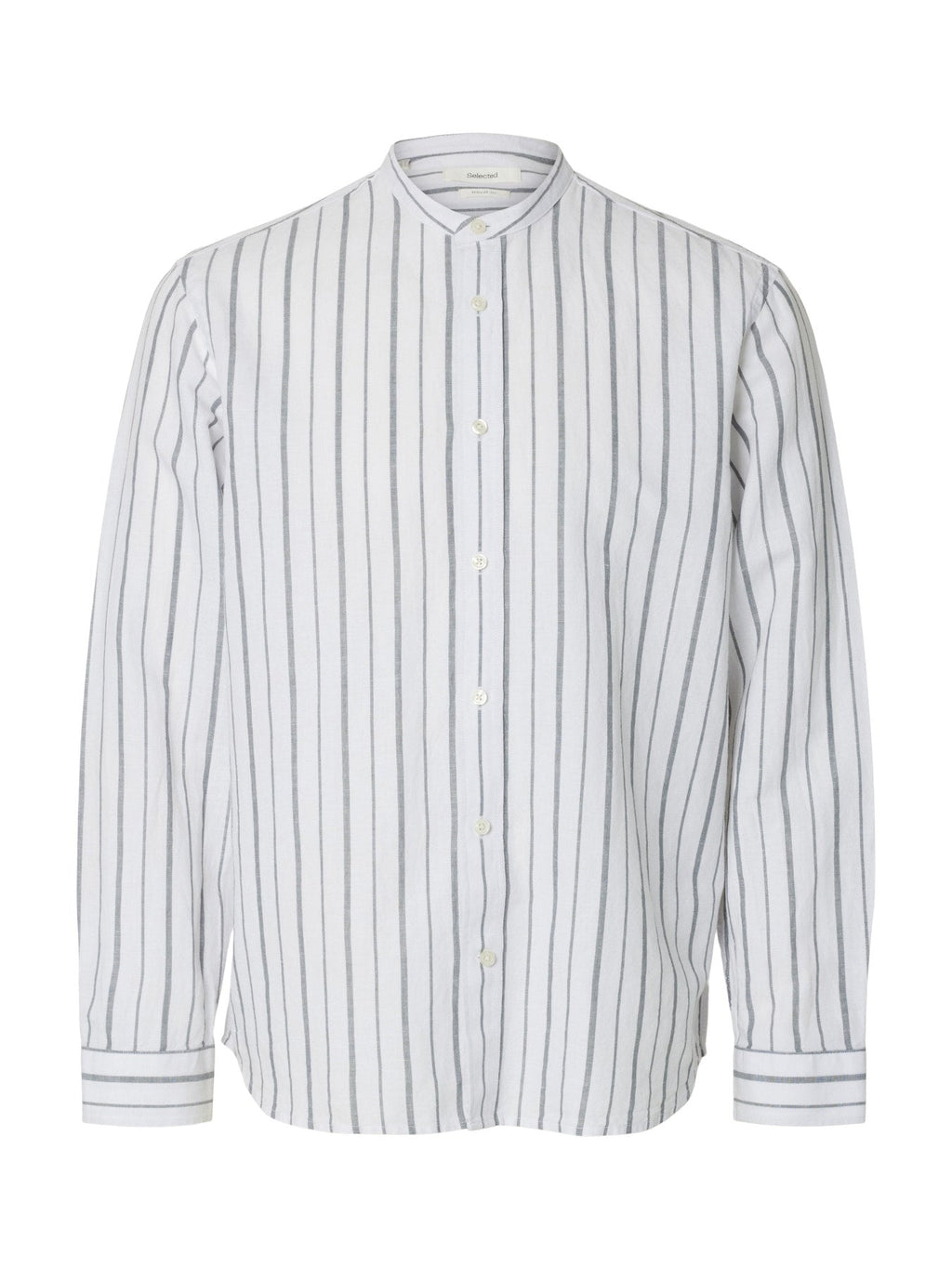 Regular Clay Linen Blend LS Band Stripes Shirt