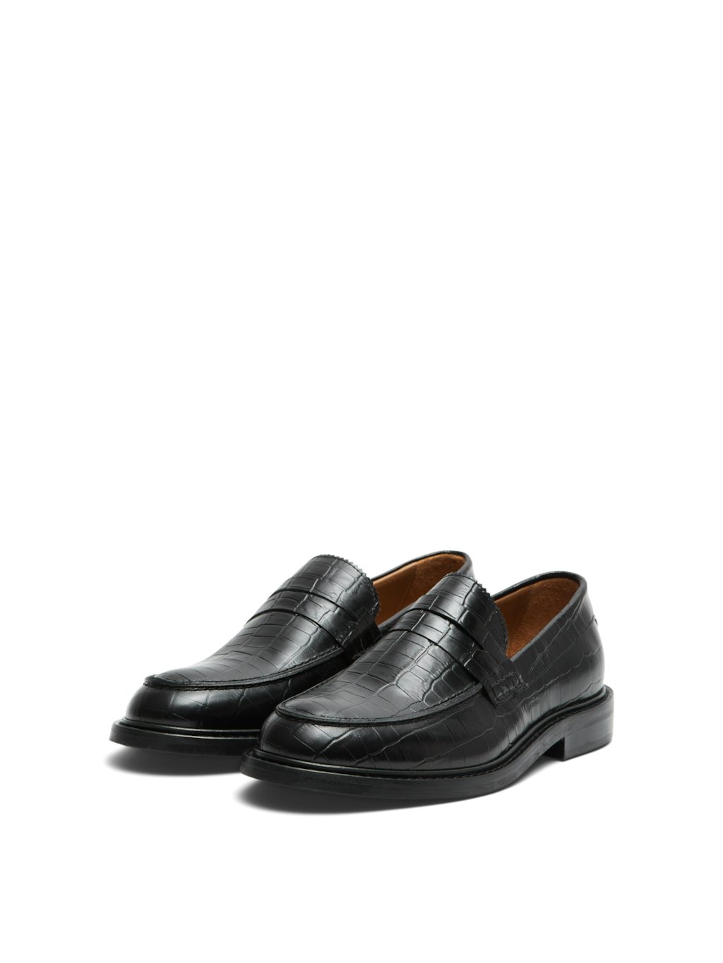 Carter Leather Low Penny Loafer Croco