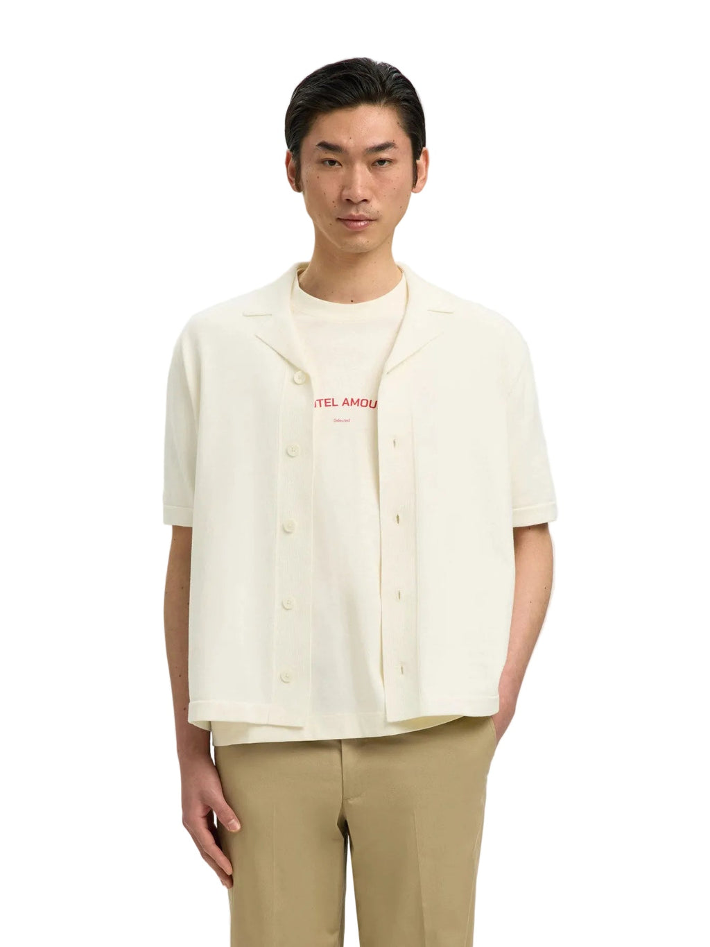 Amour Intarsia Relaxed Polo Cardigan