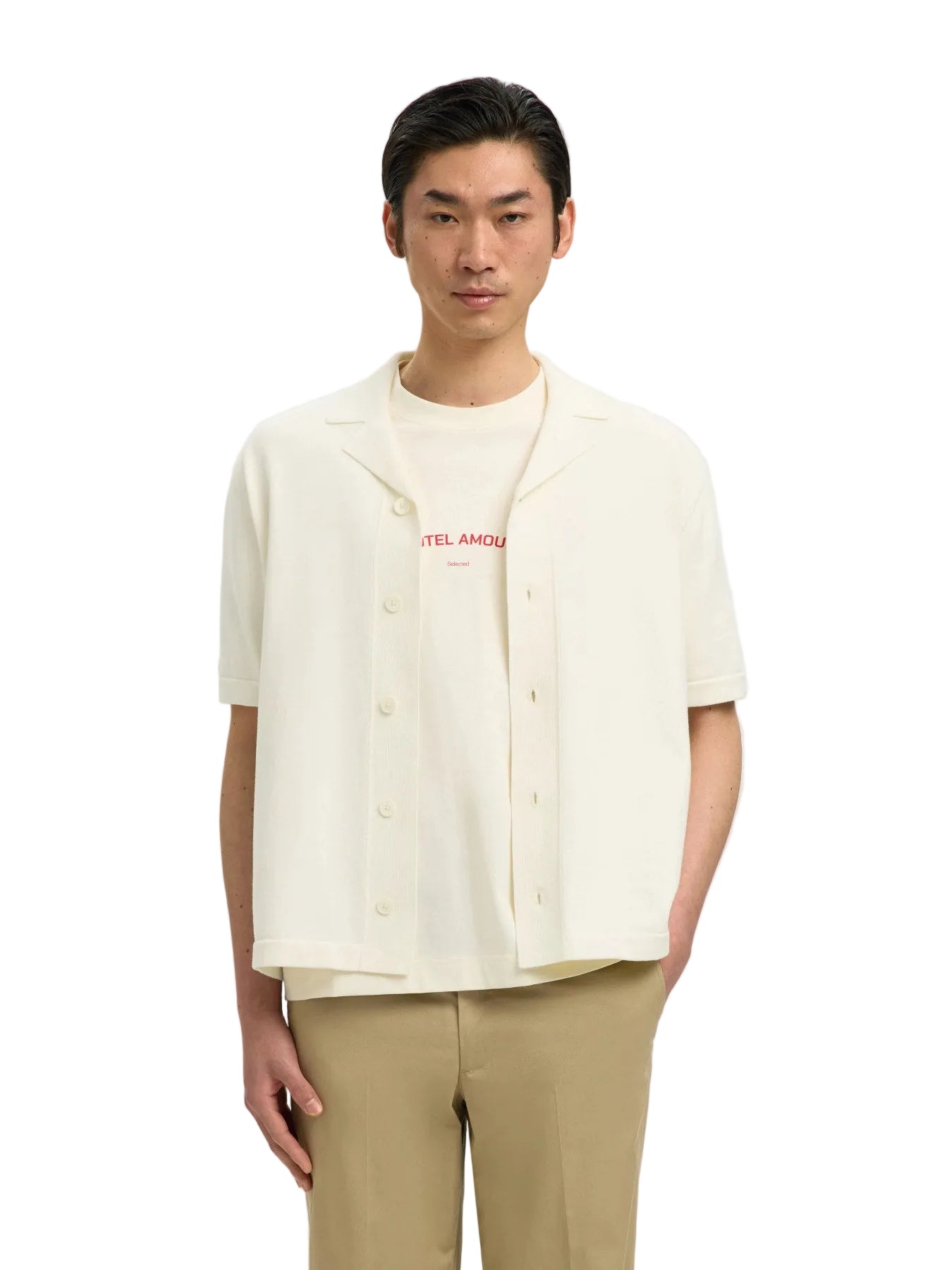 Amour Intarsia Relaxed Polo Cardigan