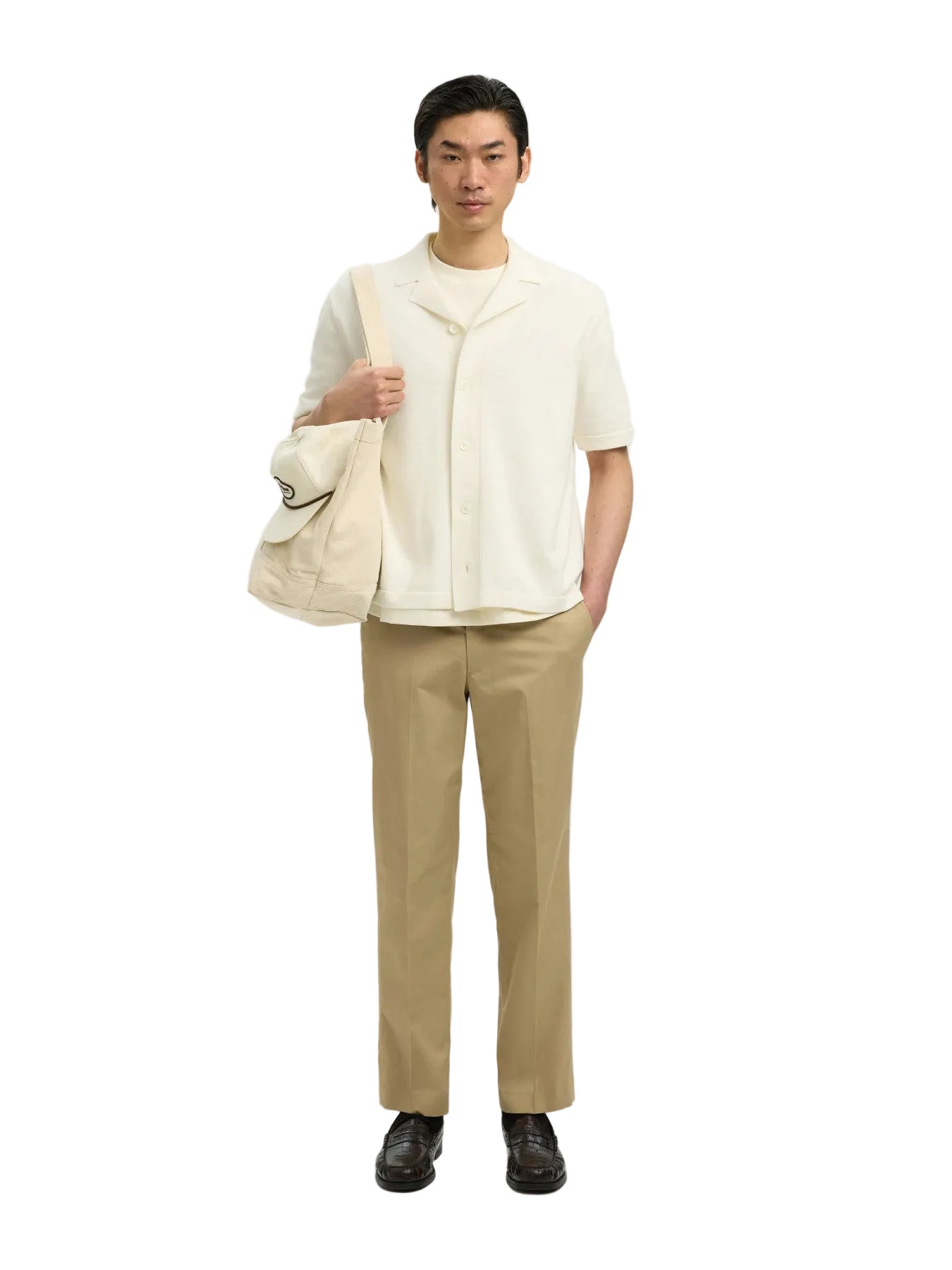 Amour Intarsia Relaxed Polo Cardigan