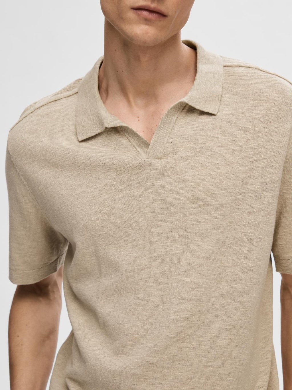Berg Linen SS Knit Open Polo